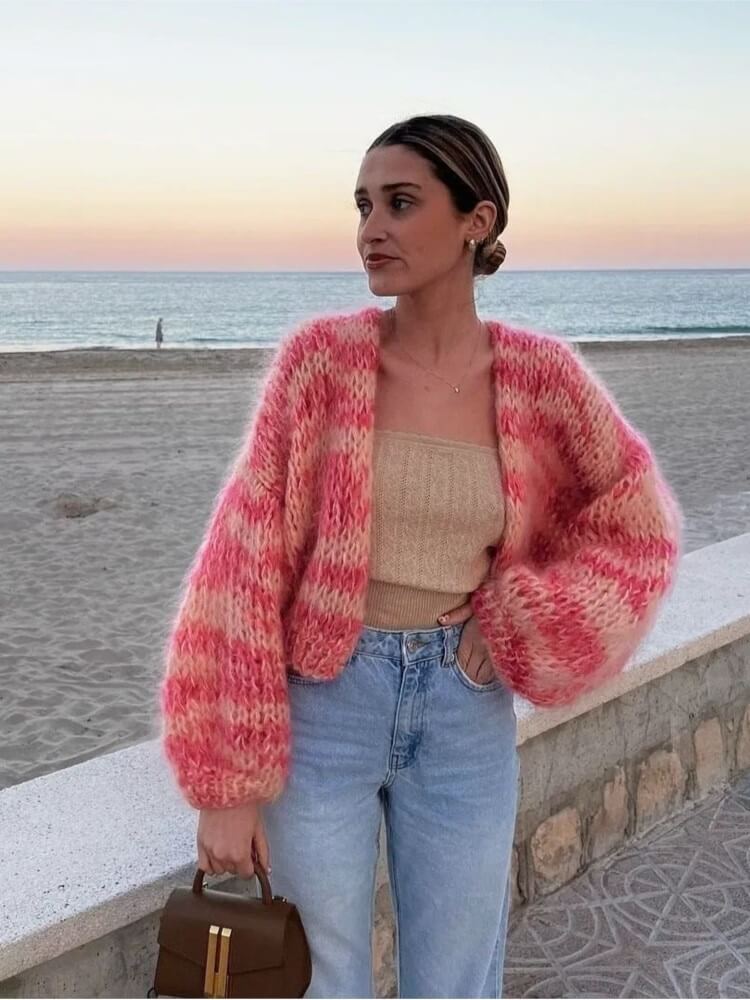 EB | Gestreifter offener Pullover
