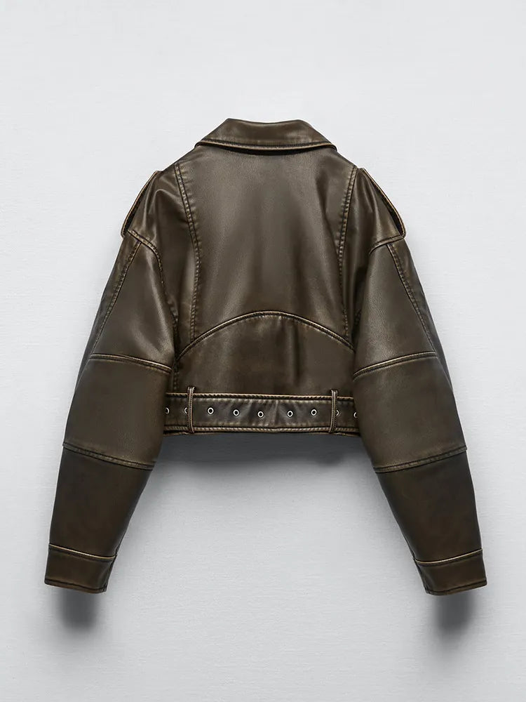 EB | Kurze Jacke aus PU-Leder für Frauen