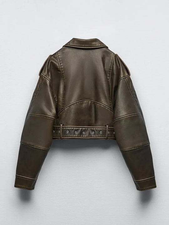 EB | Kurze Jacke aus PU-Leder für Frauen