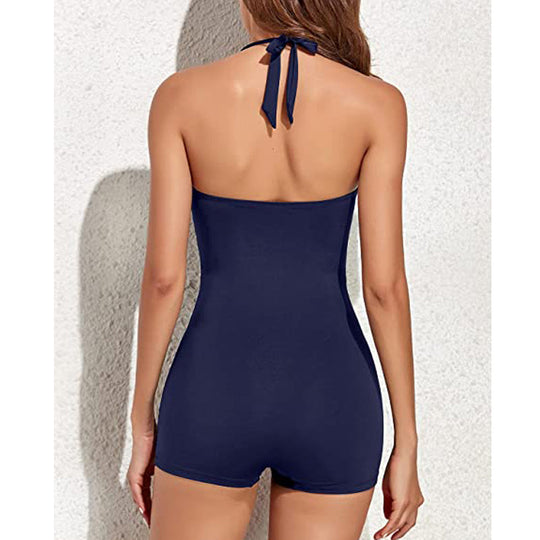 EB | Damen Boyleg Badeanzug mit Halterneck & Figurformender Passform