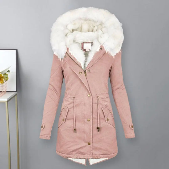 EB | Parka Mantel - Lange Länge - Kunstfellkapuze - Warm Gepolstert - Reißverschlussverschluss