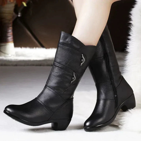 EB | Schwarze Stiefel mit Blockabsatz Winter
