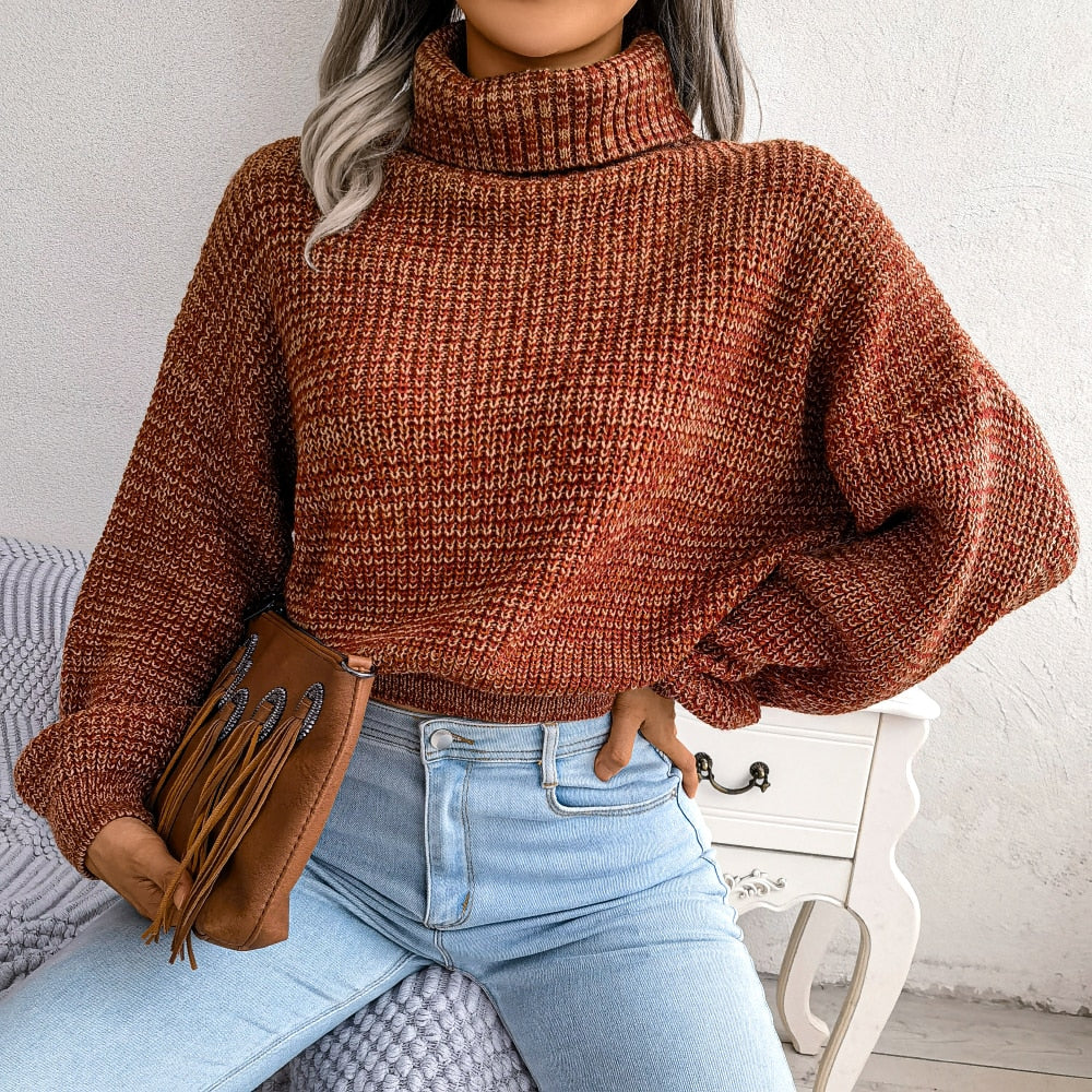 EB | Chunky Strickpullover mit Hohem Kragen Warm und Komfortabel Lässiges Design