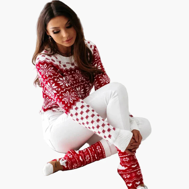 EB | Winter Pullover Skandinavisches Muster - Modischer Weihnachts- und Freizeit-Strickpullover
