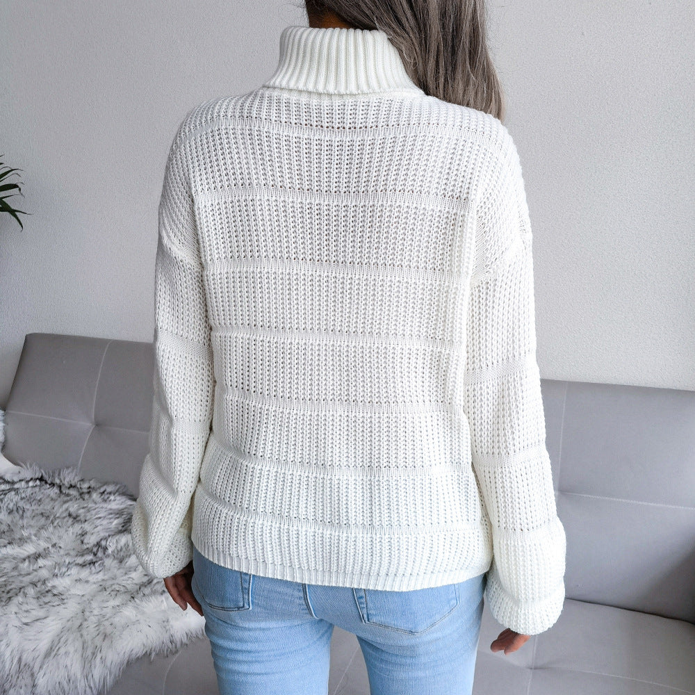 EB | Rollkragenpullover - Gemütliches Weißes Strick mit Rollkragen