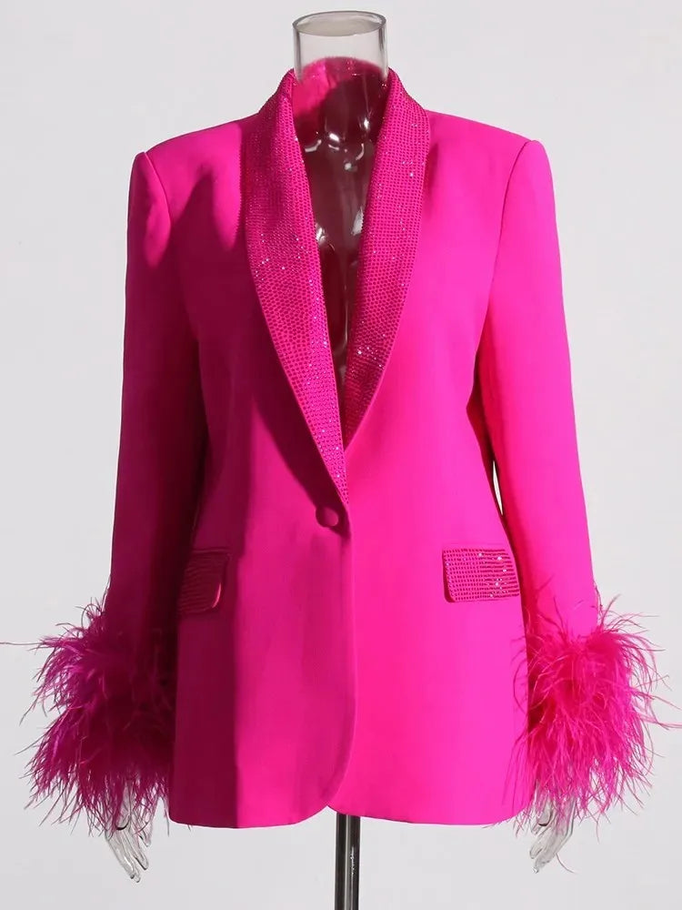 EB | Langarm Patchwork-Blazer mit Rautenmuster