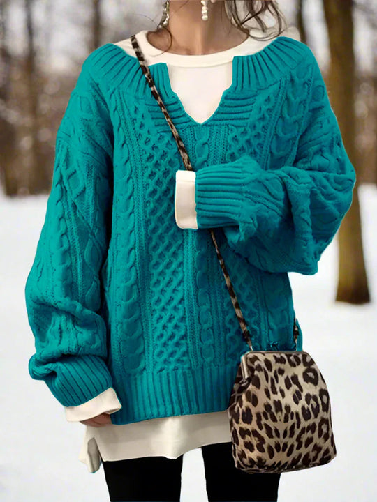 EB | Strickpullover Oversized Kabelstrick Weich und Warm Lässige Passform