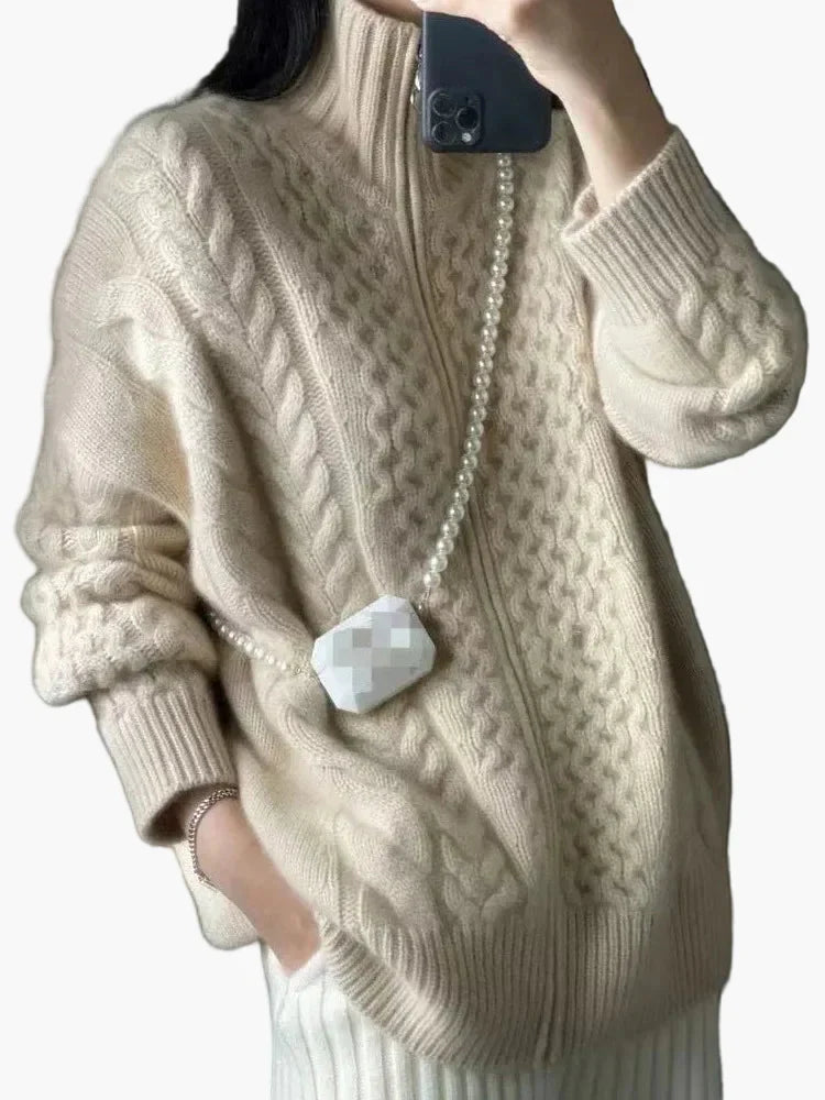 EB | Strickjacke mit Zopfmuster, Lässiger Cardigan, Modisch für Alltag und Freizeit