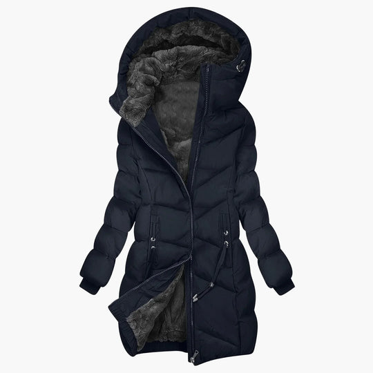 EB | Wintermantel Lang Steppjacke mit Kapuze - Winddichter, Warmer Outdoor Parka