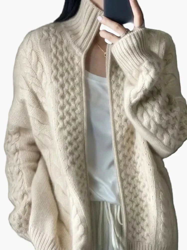 EB | Strickjacke mit Zopfmuster, Lässiger Cardigan, Modisch für Alltag und Freizeit