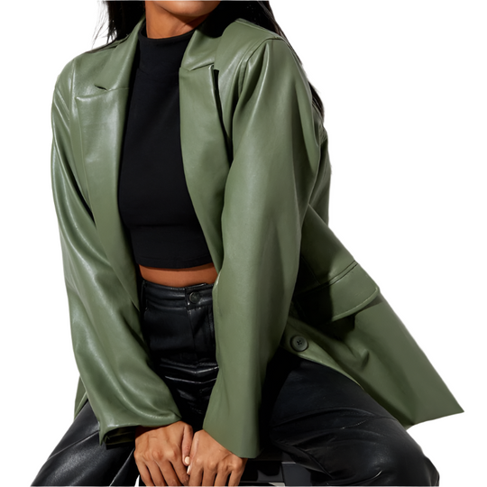 EB | Vintage Blazer mit Lederlook für Damen