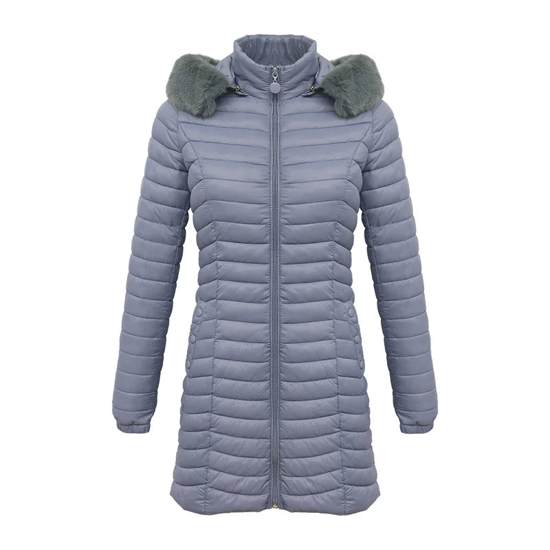 EB | Slim Fit Winter Puffer Jacke mit Pelzkapuze