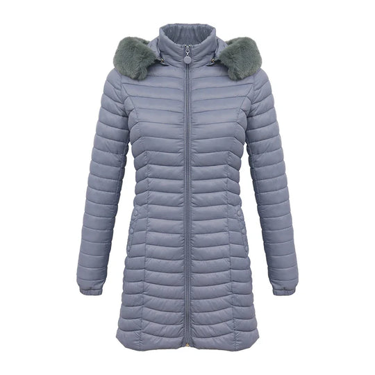 EB | Slim Fit Winter Puffer Jacke mit Pelzkapuze