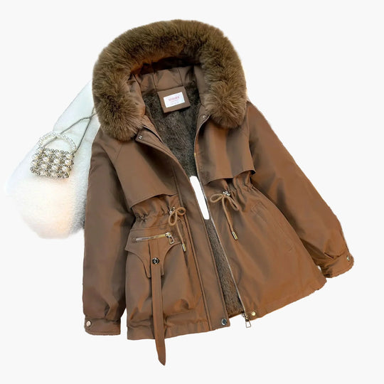 EB | Winterjacke mit Kapuze und Kunstpelzkragen - Modischer Parka für Kalte Tage