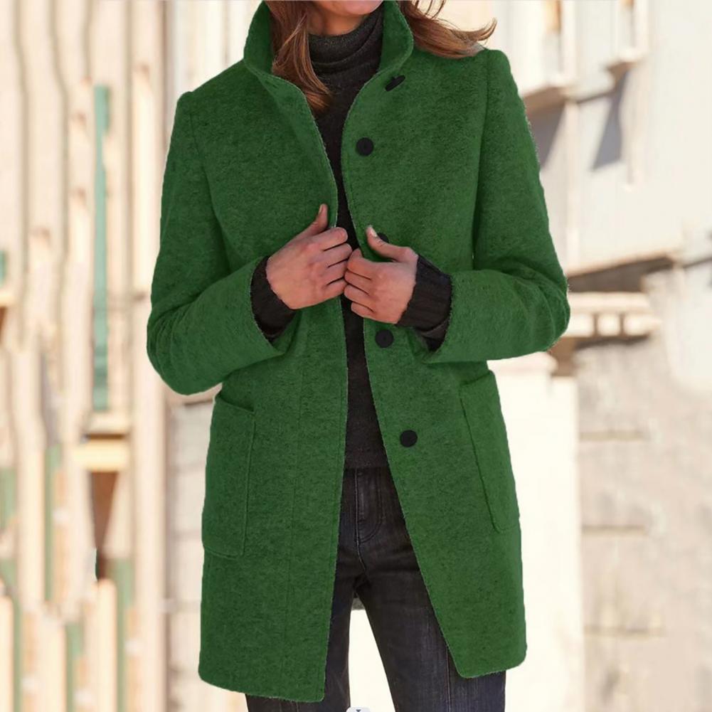 EB | Elegante Lange Jacke mit Stehkragen