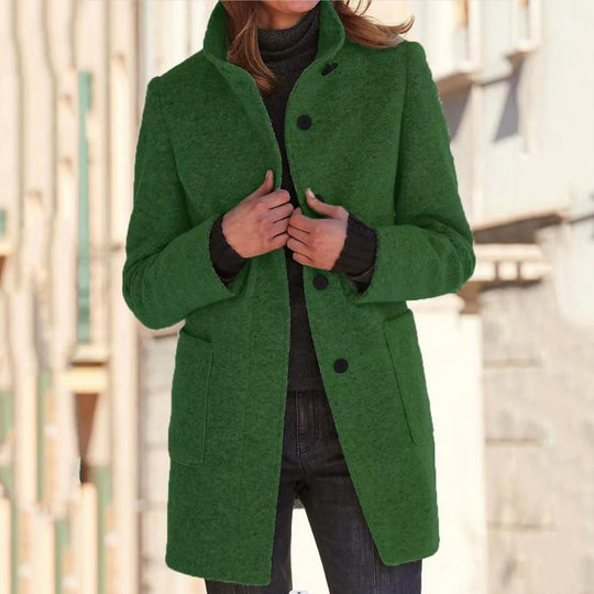 EB | Elegante Lange Jacke mit Stehkragen