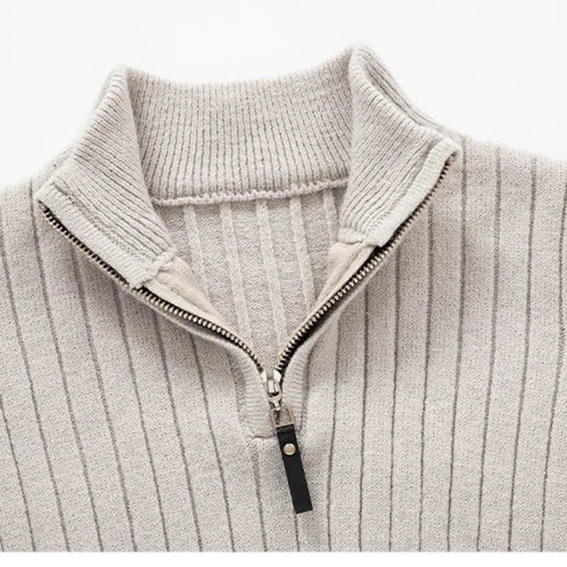 EB | Knitted Sweater With Stand-Up Collar And Half-Zip - Elegant Casual And Business Look