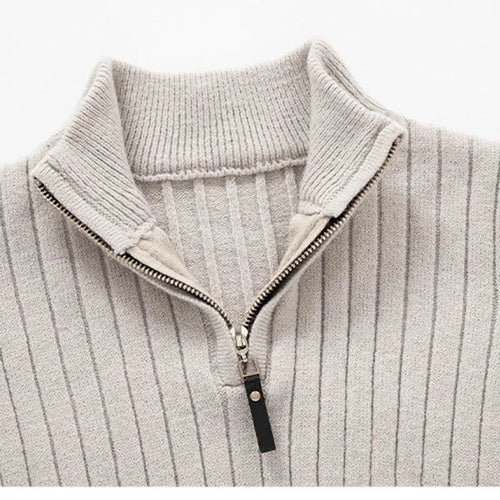 EB | Knitted Sweater With Stand-Up Collar And Half-Zip - Elegant Casual And Business Look