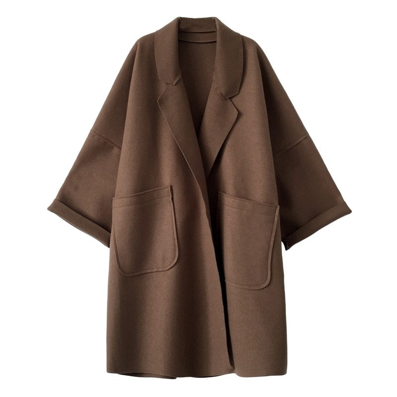 EB | Eleganter Lockerer Woll Trenchcoat Für