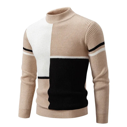 EB | Grafischer Strickpullover mit Farbblöcken Modern und Warm Perfekt für Den Alltag