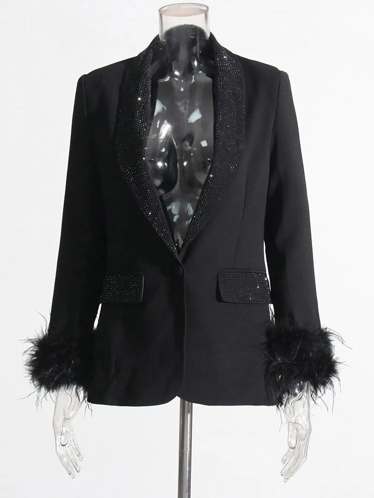 EB | Langarm Patchwork-Blazer mit Rautenmuster