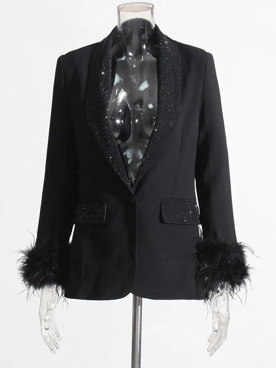 EB | Langarm Patchwork-Blazer mit Rautenmuster