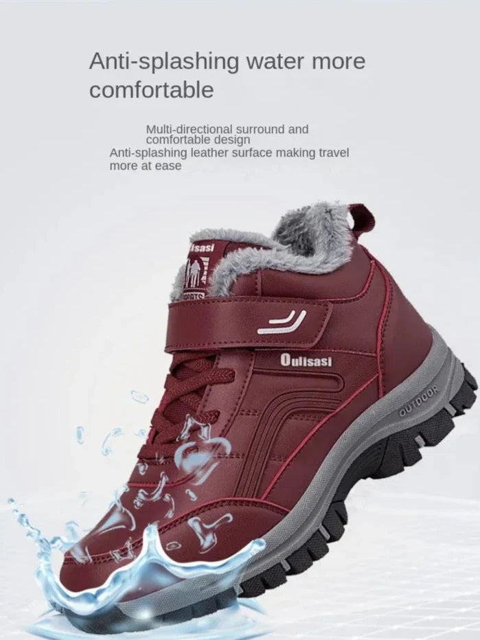 EB | Winter Wasserdichte Lederknöchel Schnee Stiefel mit Plüsch Futter