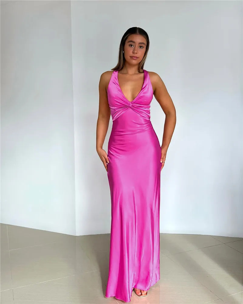 EB | Schleife Rückenfrei Abend Maxi Kleid