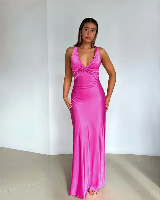 EB | Schleife Rückenfrei Abend Maxi Kleid