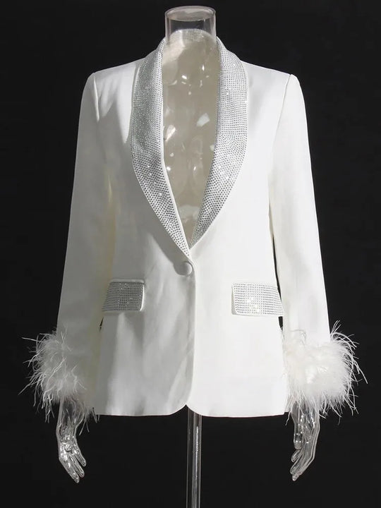 EB | Langarm Patchwork-Blazer mit Rautenmuster