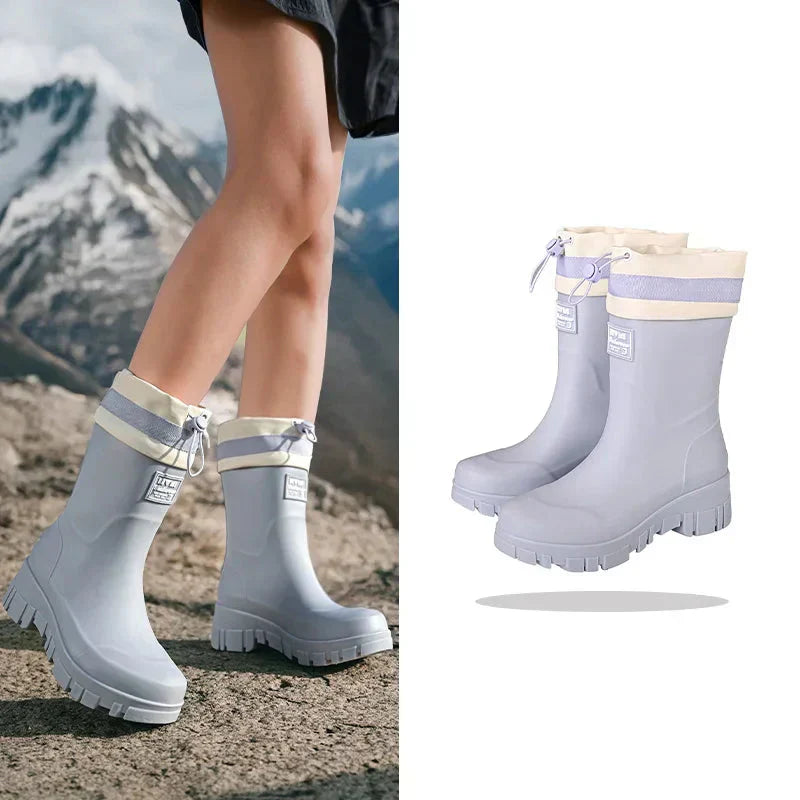 EB | Damen wasserdichte Retro-Look Gummistiefel mit rutschfester Sohle