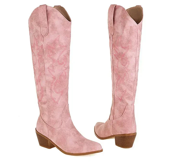 EB | Wildleder Kniehohe Cowboystiefel Frühlingskollektion