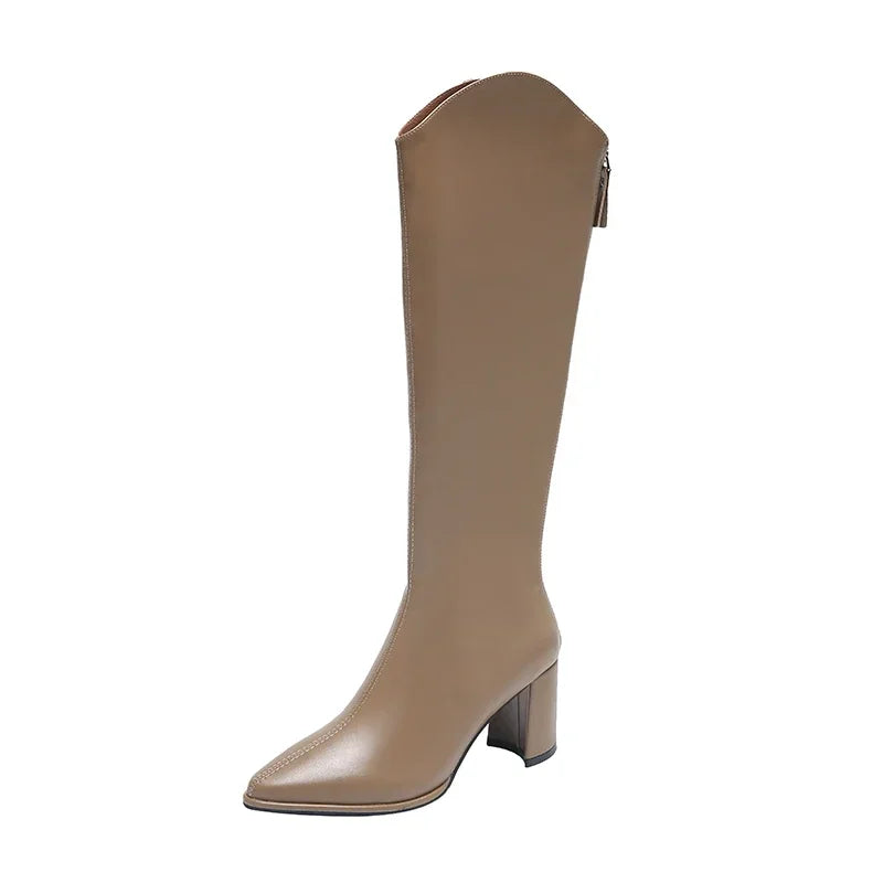 EB | Kniehohe Stiefel mit Dicken Hohen Absätzen