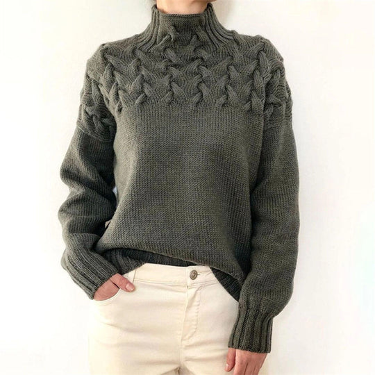 EB | Damen-Rollkragenpullover mit Zopfmuster
