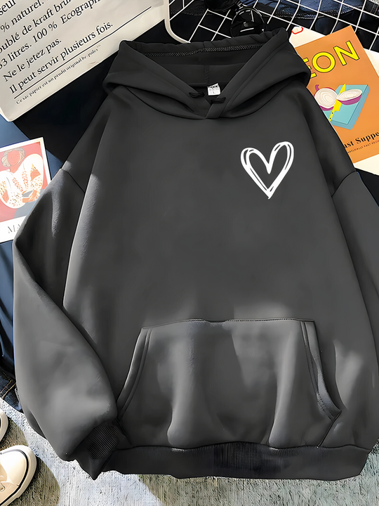 EB | Kapuzenpullover Mit Herzdruck Für Frauen Saylor