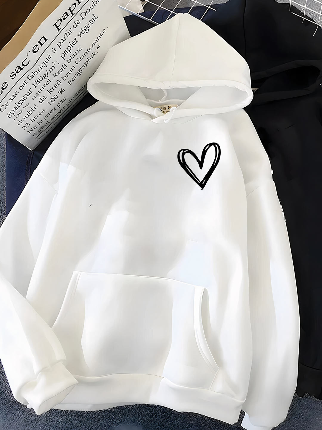 EB | Kapuzenpullover Mit Herzdruck Für Frauen Saylor