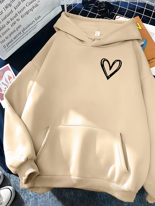EB | Kapuzenpullover Mit Herzdruck Für Frauen Saylor