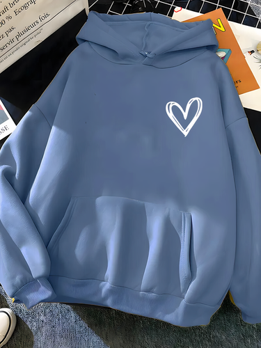 EB | Kapuzenpullover Mit Herzdruck Für Frauen Saylor