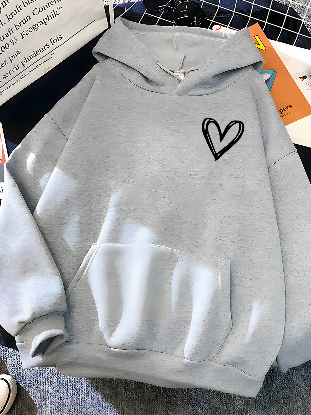 EB | Kapuzenpullover Mit Herzdruck Für Frauen Saylor