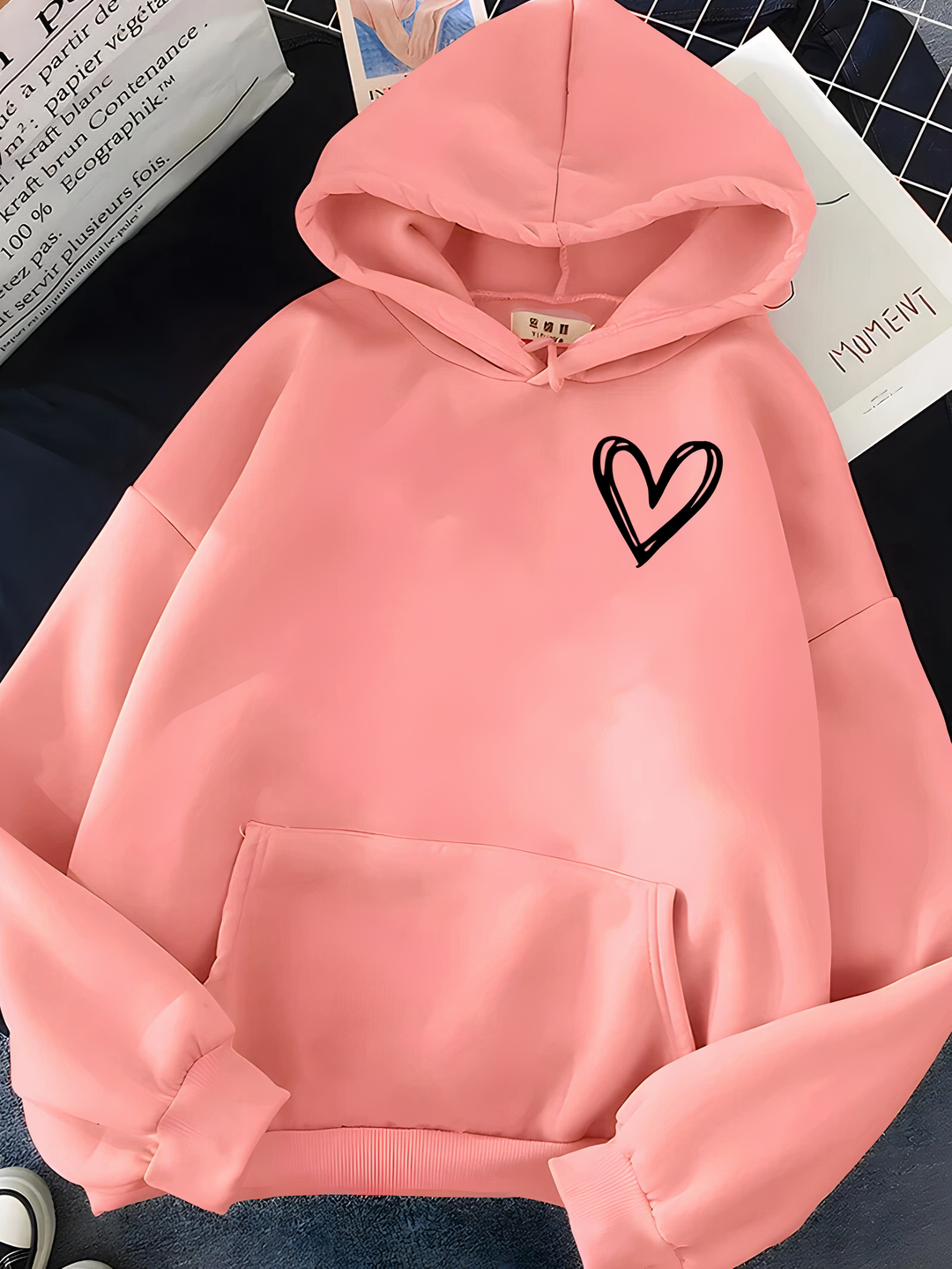 EB | Kapuzenpullover Mit Herzdruck Für Frauen Saylor