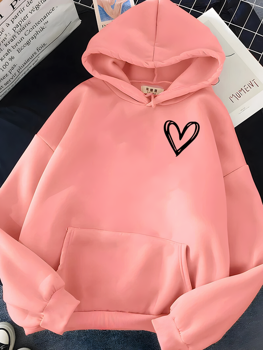 EB | Kapuzenpullover Mit Herzdruck Für Frauen Saylor