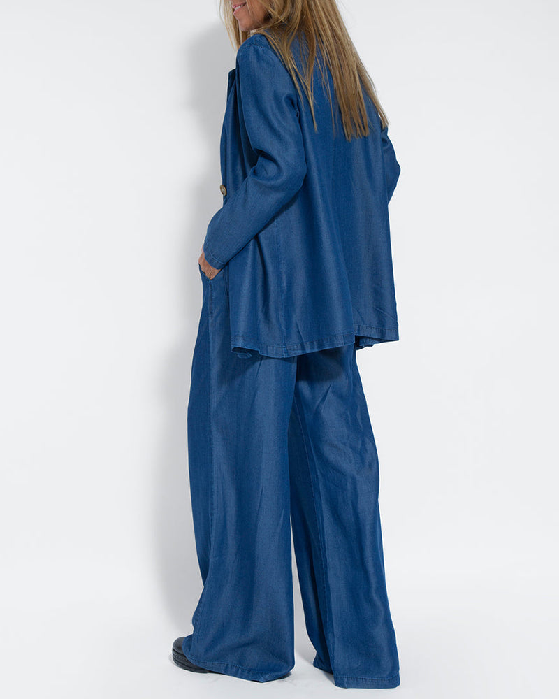 EB | Elegantes 2-Teiliges Set Leinen Weite Hose & Weste