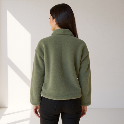EB | Weiche Damen Teddy Herbstjacke mit Knöpfen und Taschen