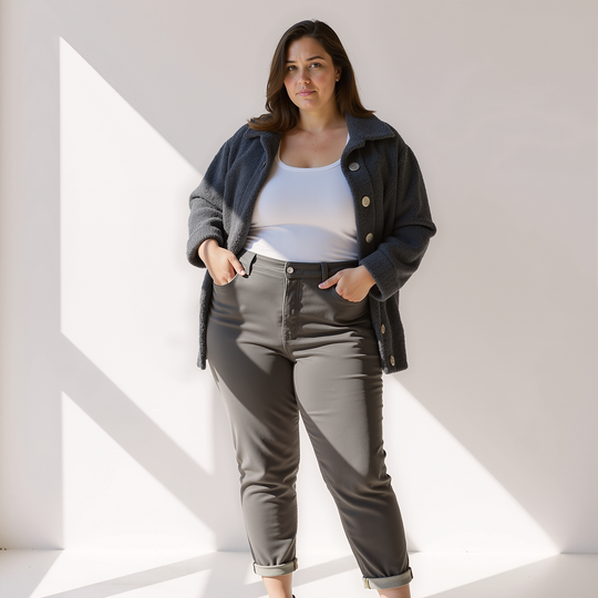 EB | Weiche Damen Teddy Herbstjacke mit Knöpfen und Taschen