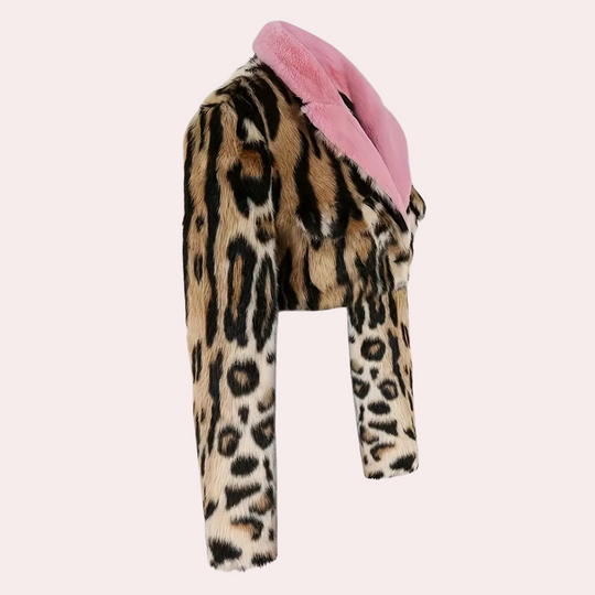 EB | Winter Pelzmantel mit Leopardenmuster für Damen