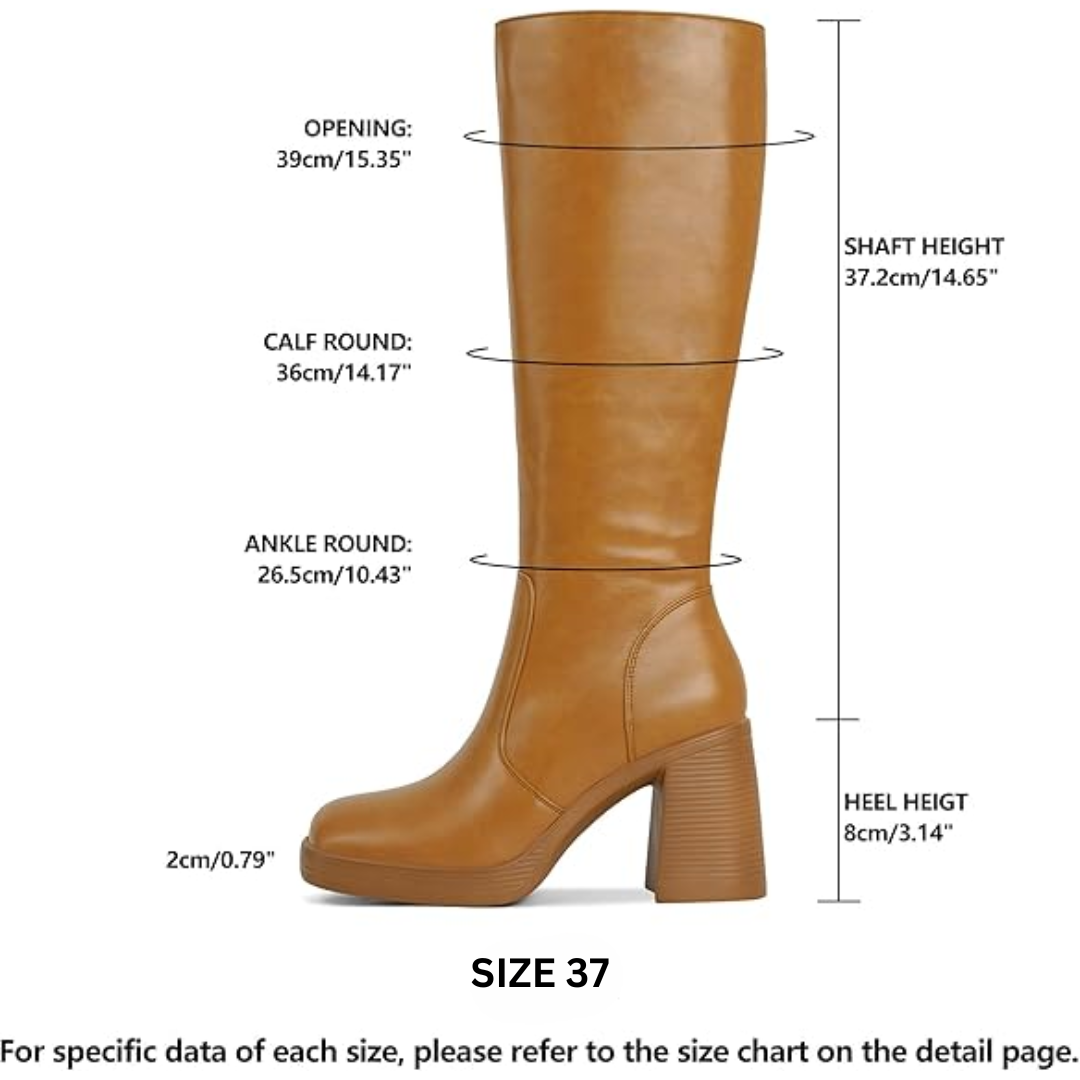 Leder-Plateau-Stiefel mit Blockabsatz - Ursula EB