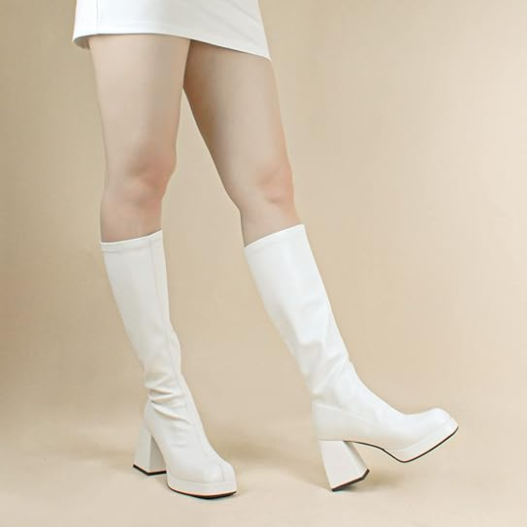 Leder-Plateau-Stiefel mit Blockabsatz - Ursula EB