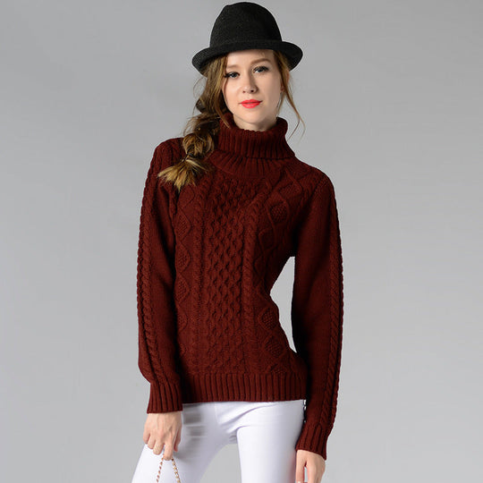 EB | Damen Rollkragenpullover mit langen Ärmeln und Kabelstrick