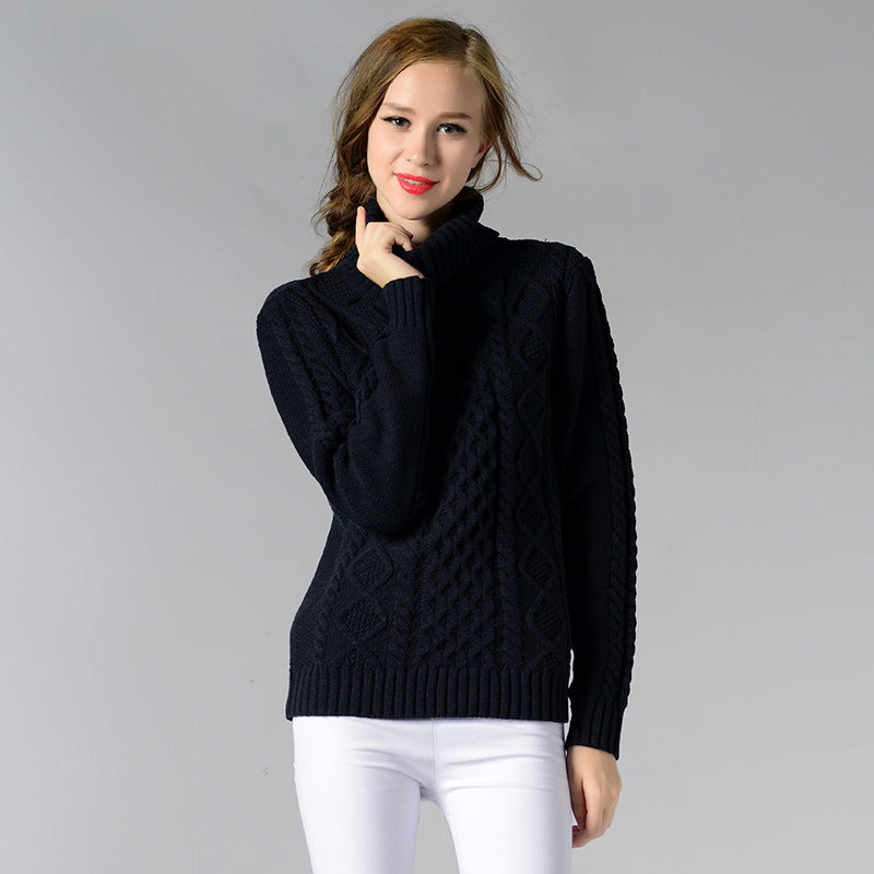 EB | Damen Rollkragenpullover mit langen Ärmeln und Kabelstrick