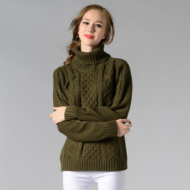 EB | Damen Rollkragenpullover mit langen Ärmeln und Kabelstrick